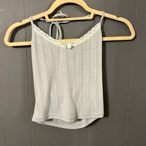 Baby blue lace halter cami top